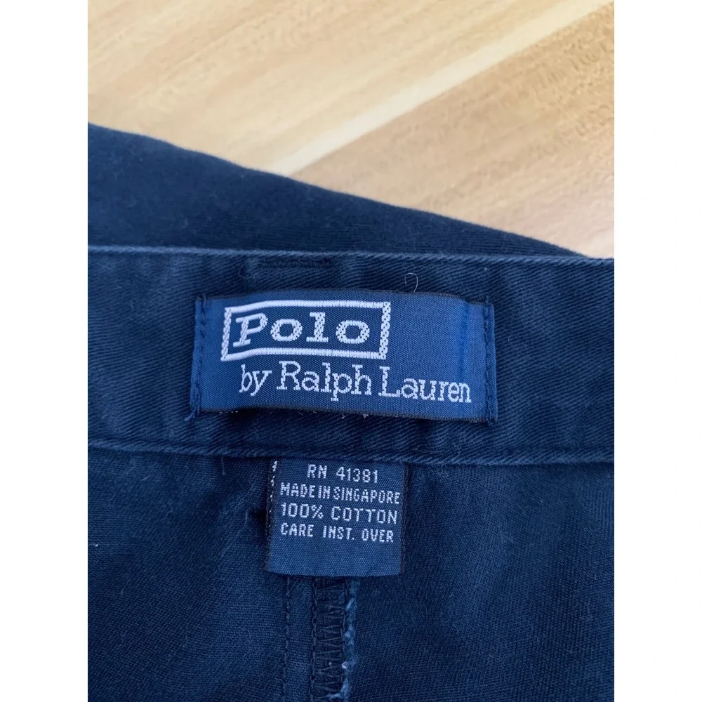 Vintage Polo Ralph Lauren Pants Mens 40x32 Blue Pleated Cuffed Hammond Chino